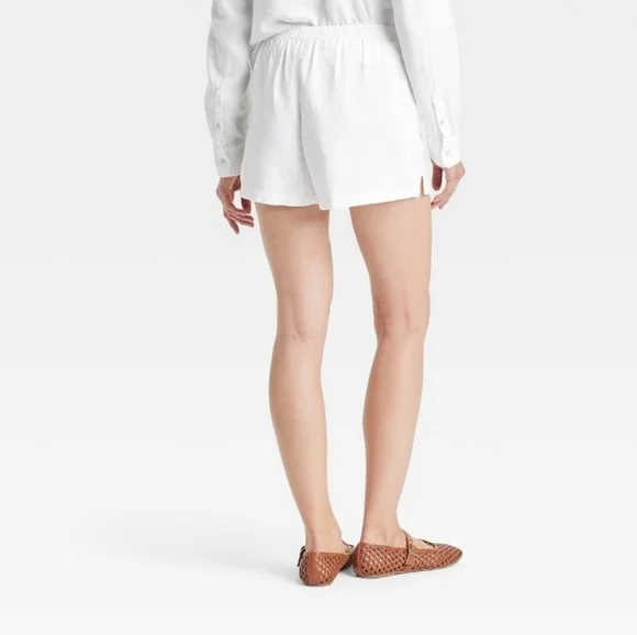 Universal Thread Women's Mid-Rise Linen Pull-On Shorts White Size M Waist 16 - Picture 2 of 5